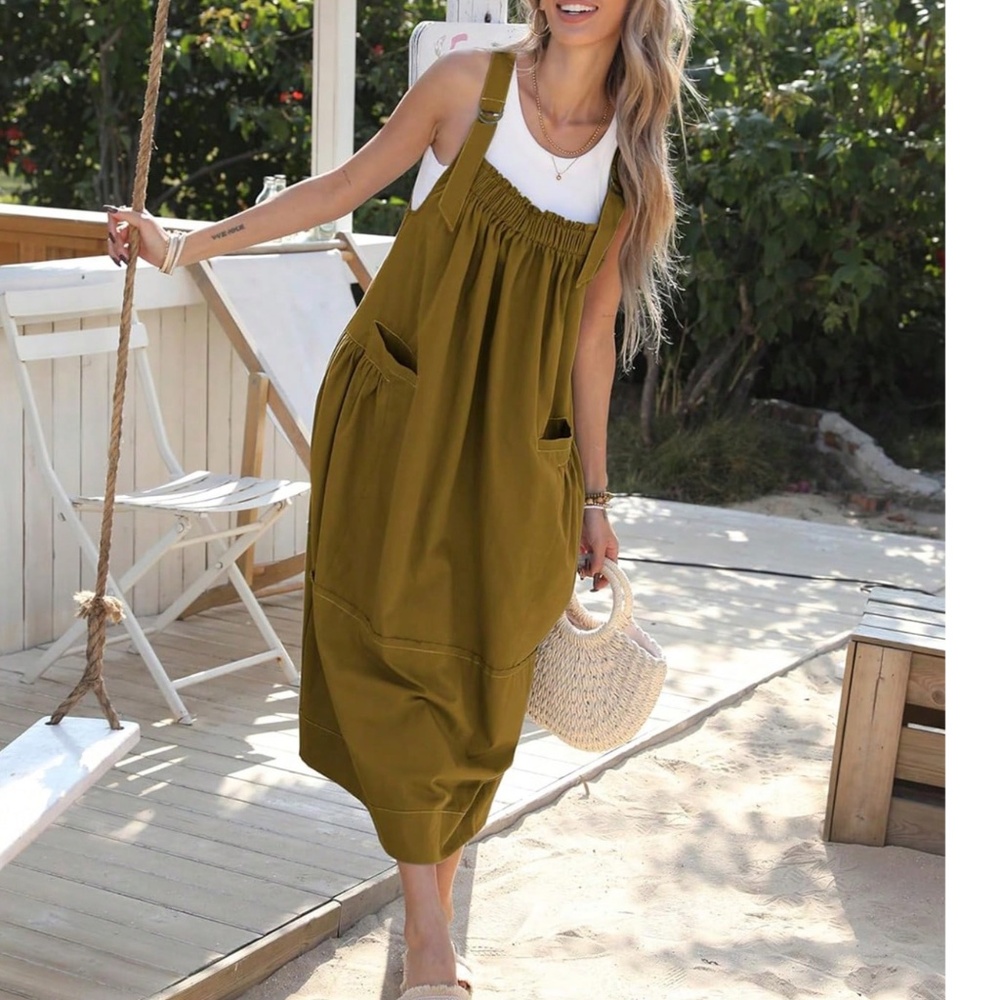 Solid Reverse Stitch Tie Back Minimalist Dress - Picture 2 of 10